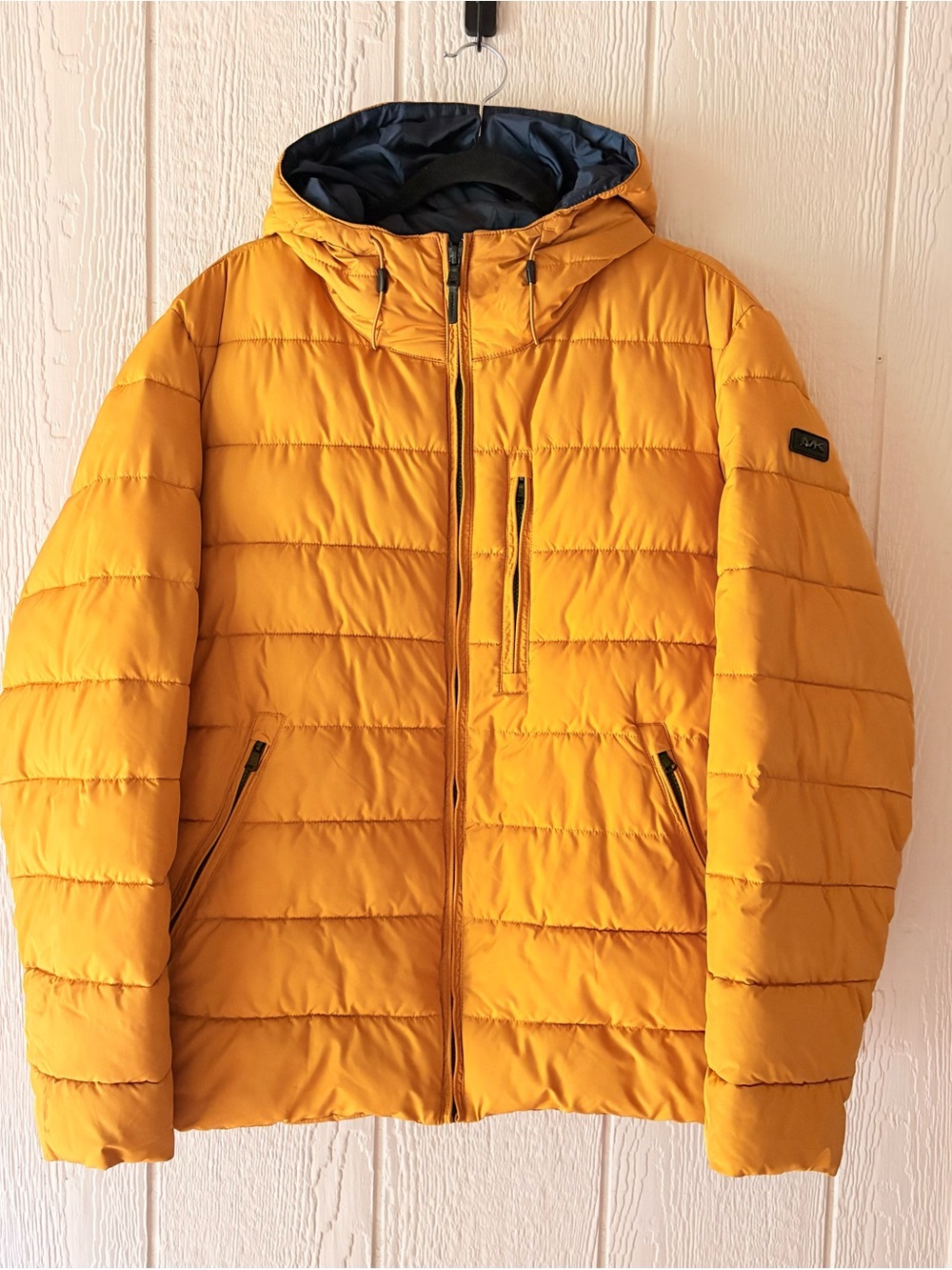 Michael Kors Men’s Hooded Puffer Jacket Marigold Yellow Size M